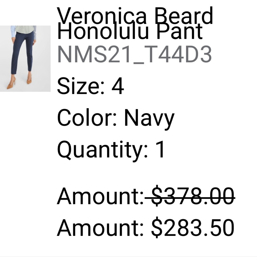 New, unopened, with tags, Veronica Beard Honolulu Pant Size 4 in Navy